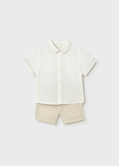 Conjunto bermuda y camisa con lino bebé