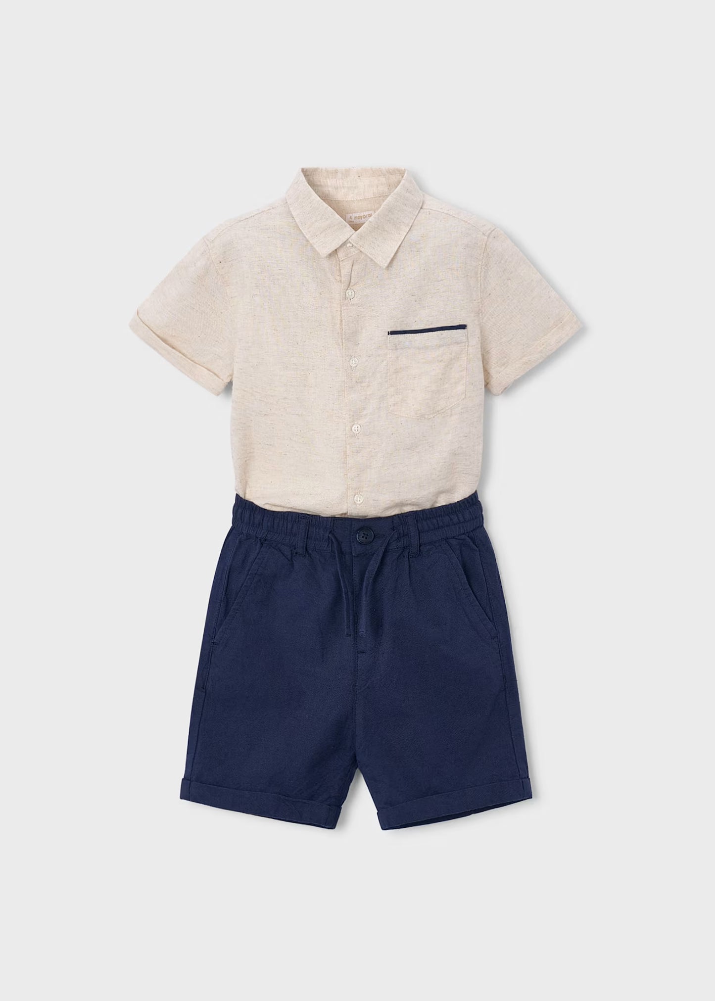 Conjunto bermuda y camisa con lino niño