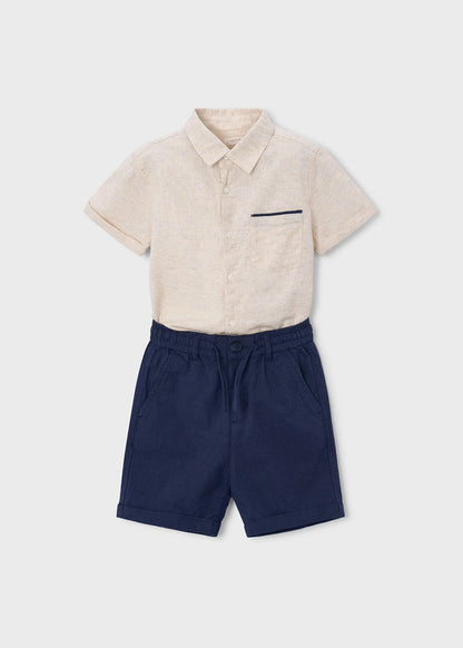 Conjunto bermuda y camisa con lino niño