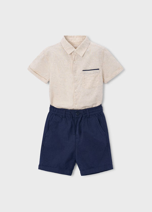 Conjunto bermuda y camisa con lino niño