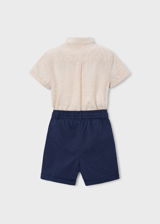 Conjunto bermuda y camisa con lino niño