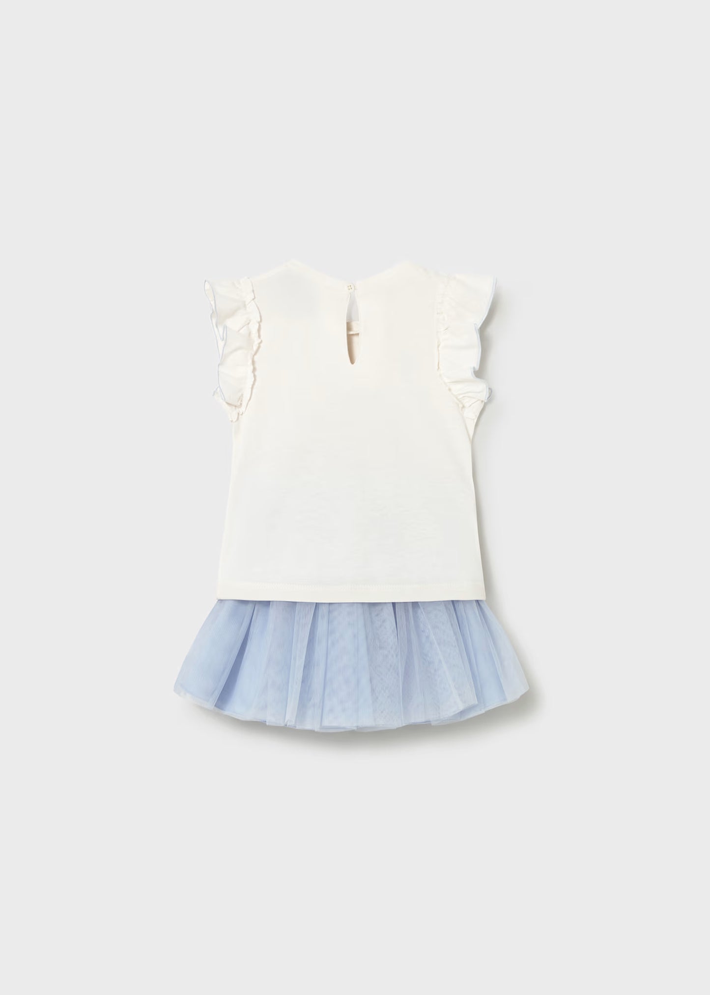 Conjunto de falda de tul y playera con holanes bebé