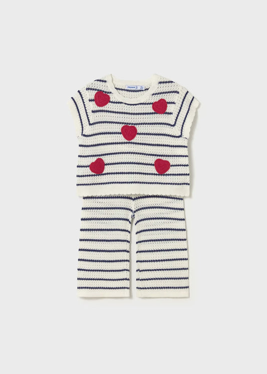 Conjunto pantalón y playera corazones bebé