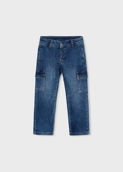 Pantalón de mezclilla cargo niño