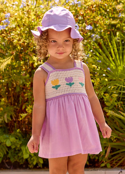 Vestido combinado crochet bebé